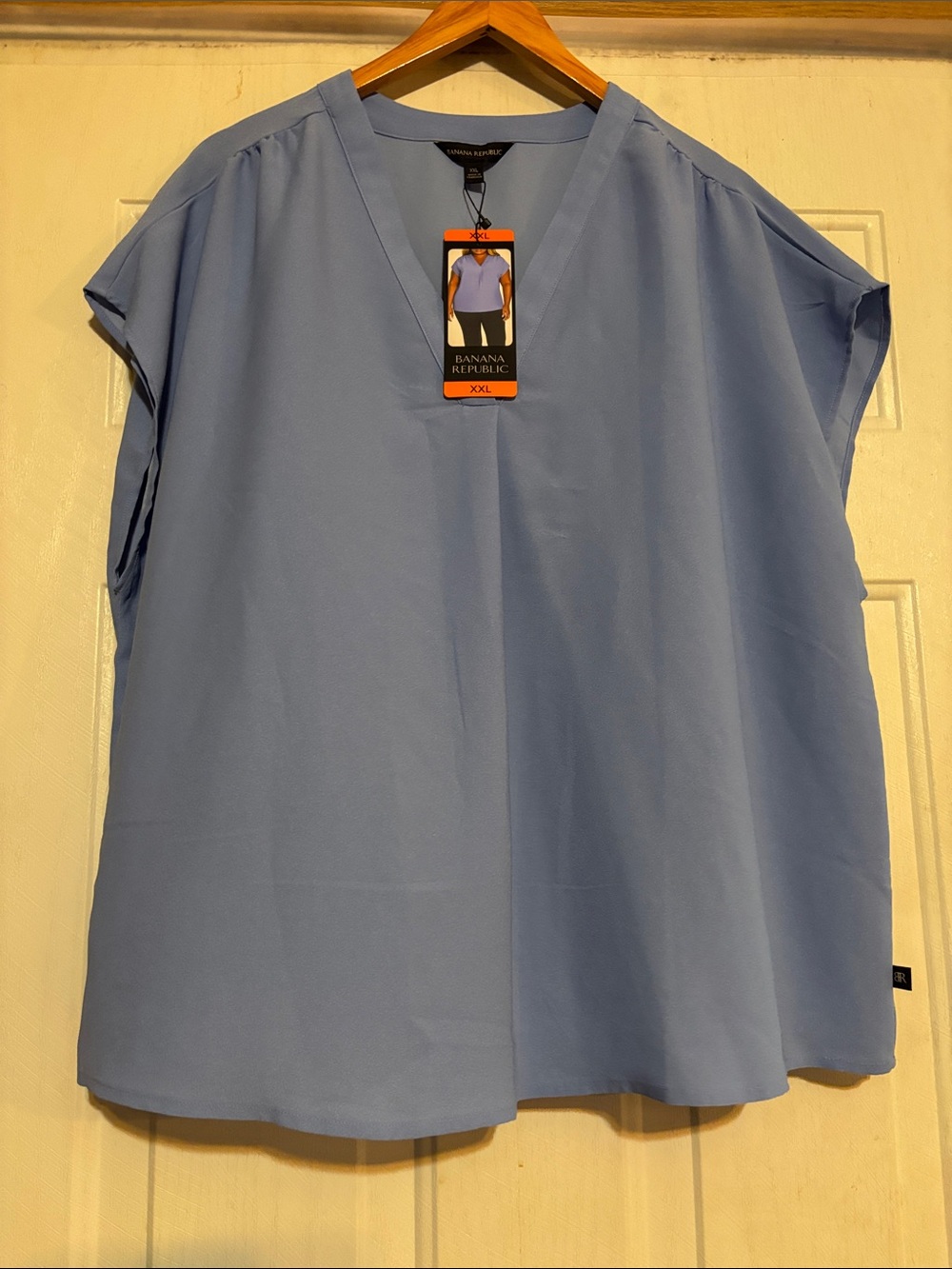 Banana Republic Sky Blue V-Neck Cap Sleeve Top